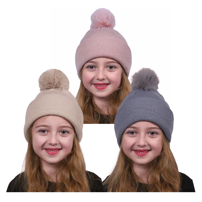 bonnet avec pompon 3ass enfant (scol 12) de la marque NOEL EN FOLIE. Réf. NDQ2003-S.